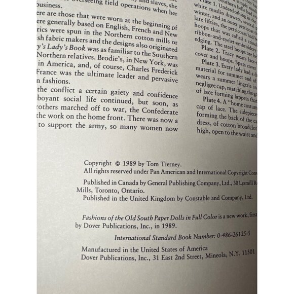 Fashions Of The Old South Paper Dolls In Full Color By Tom Tierney UNCUT - Picture 5 of 7